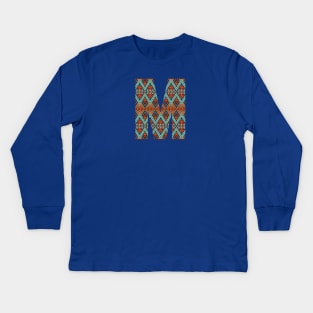 Letter M- boho design Kids Long Sleeve T-Shirt